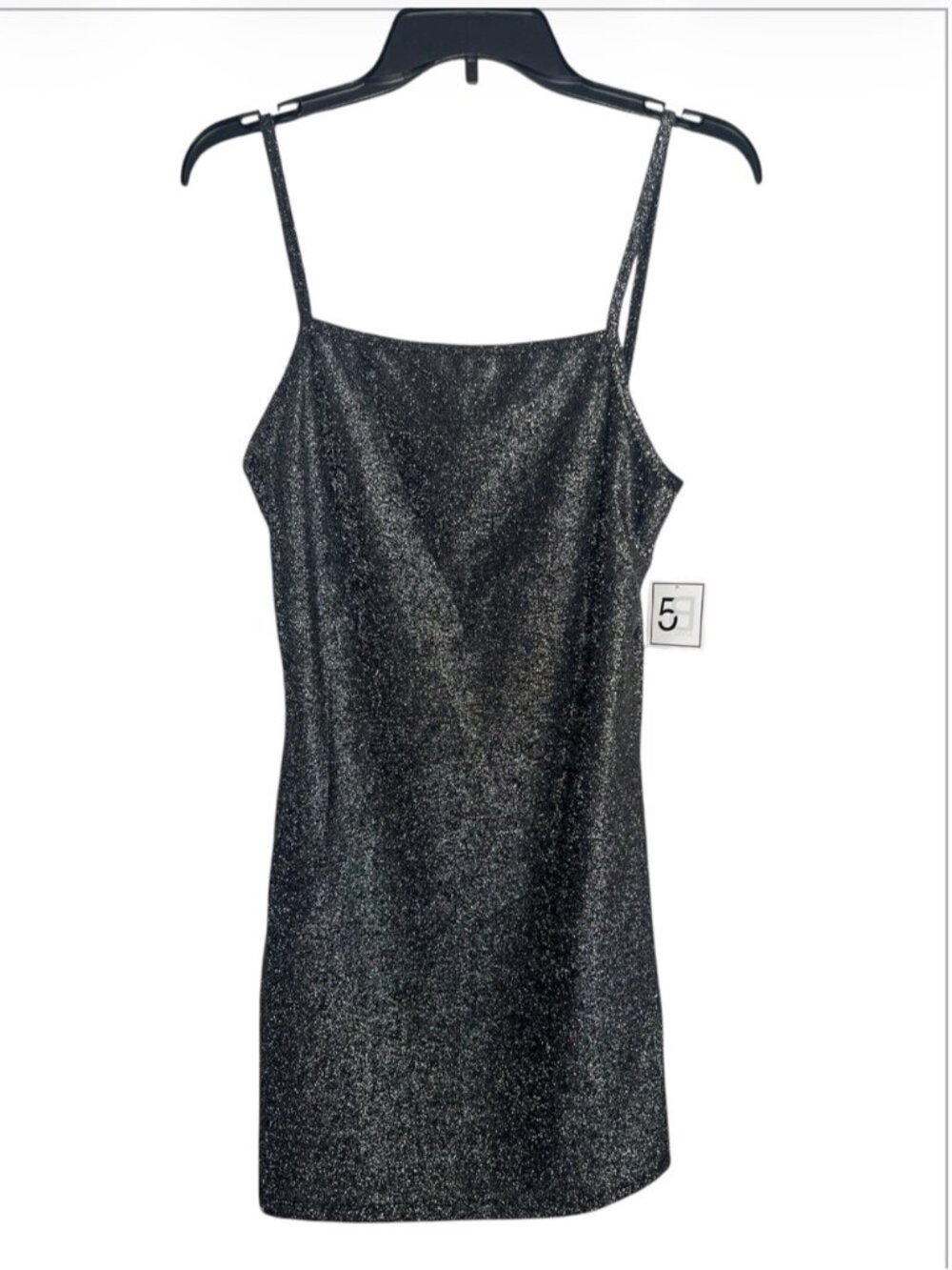 Glitter Slip Mini Dress in Sparkling Black